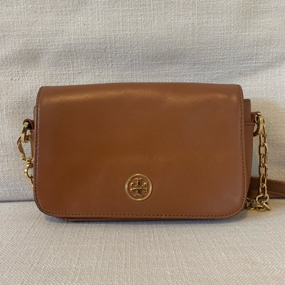 Tory Burch Robinson Mini Chain Bag, Brown Tan